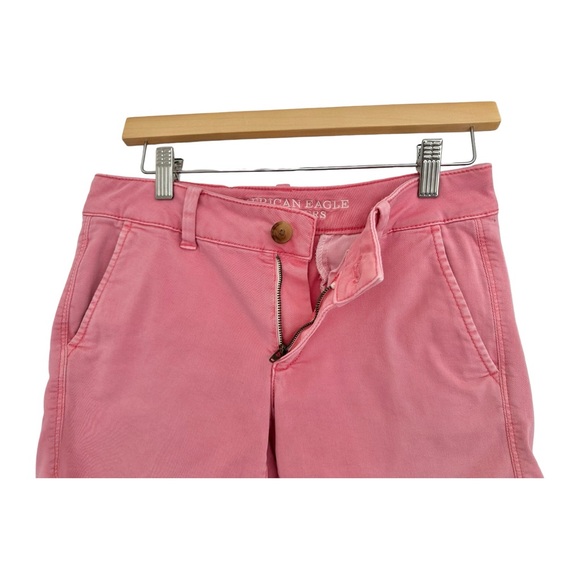 American Eagle Outfitters Twill Shorts Midi Super Stretch Pink Size 4 - Picture 2 of 7